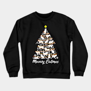 Meowy Catmas Cat Lover Christmas Tree Crewneck Sweatshirt